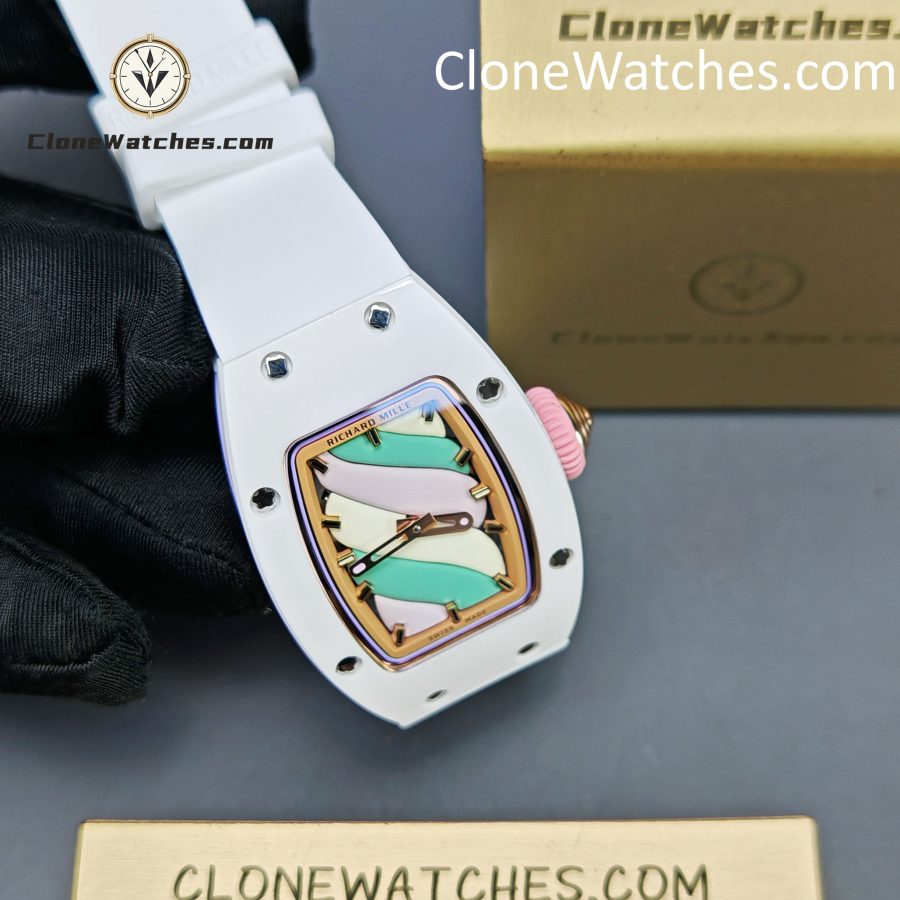 Richard Mille Super Clone Watches 1:1 RM 07-03  "Marshmallow" ATZ Ceramic/TZP White Strap - Image 5