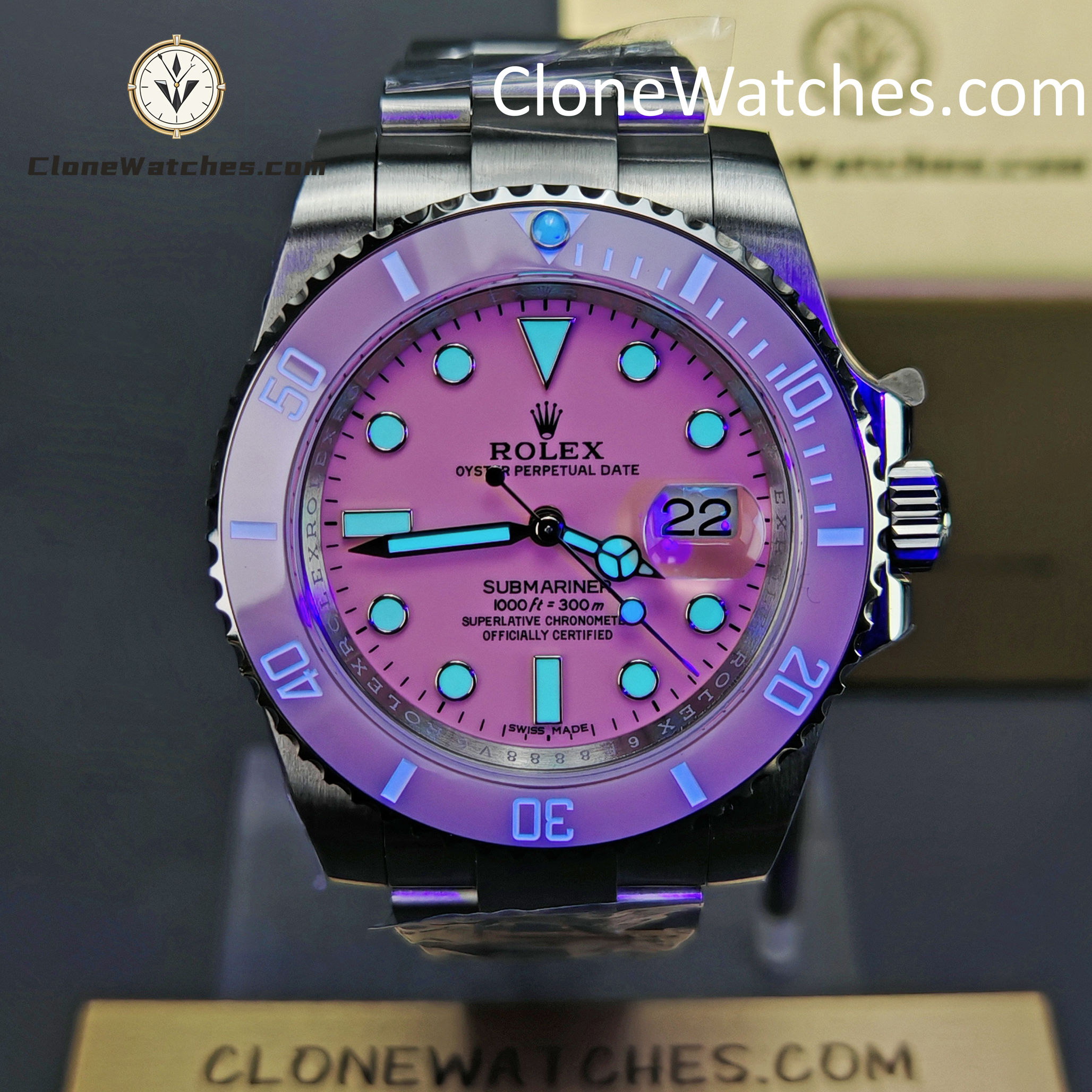 Modified Super Clone Watches 1:1 DiW Rolex Submariner Pink Dial 3235 Movement - Image 2
