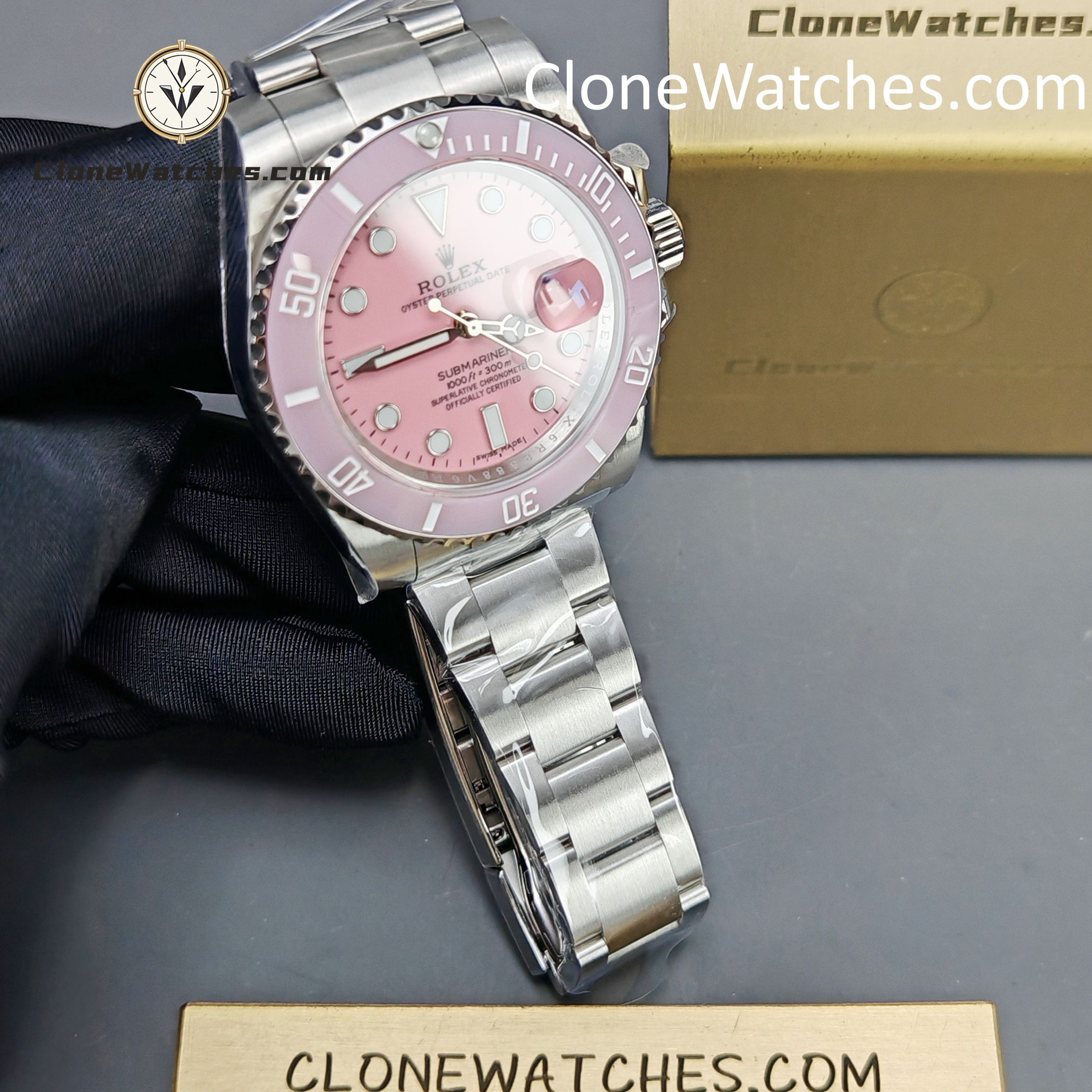 Modified Super Clone Watches 1:1 DiW Rolex Submariner Pink Dial 3235 Movement - Image 4