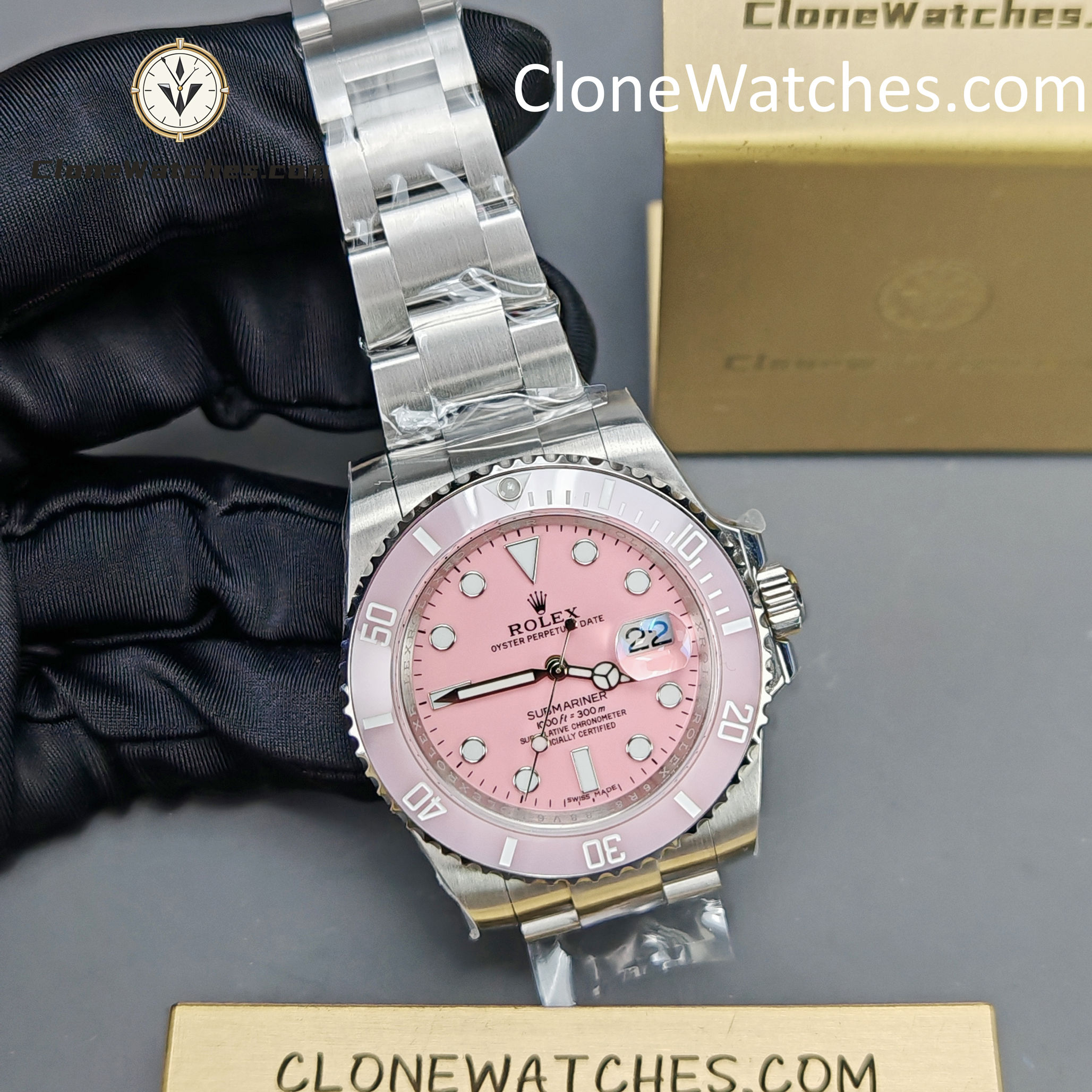 Modified Super Clone Watches 1:1 DiW Rolex Submariner Pink Dial 3235 Movement - Image 6