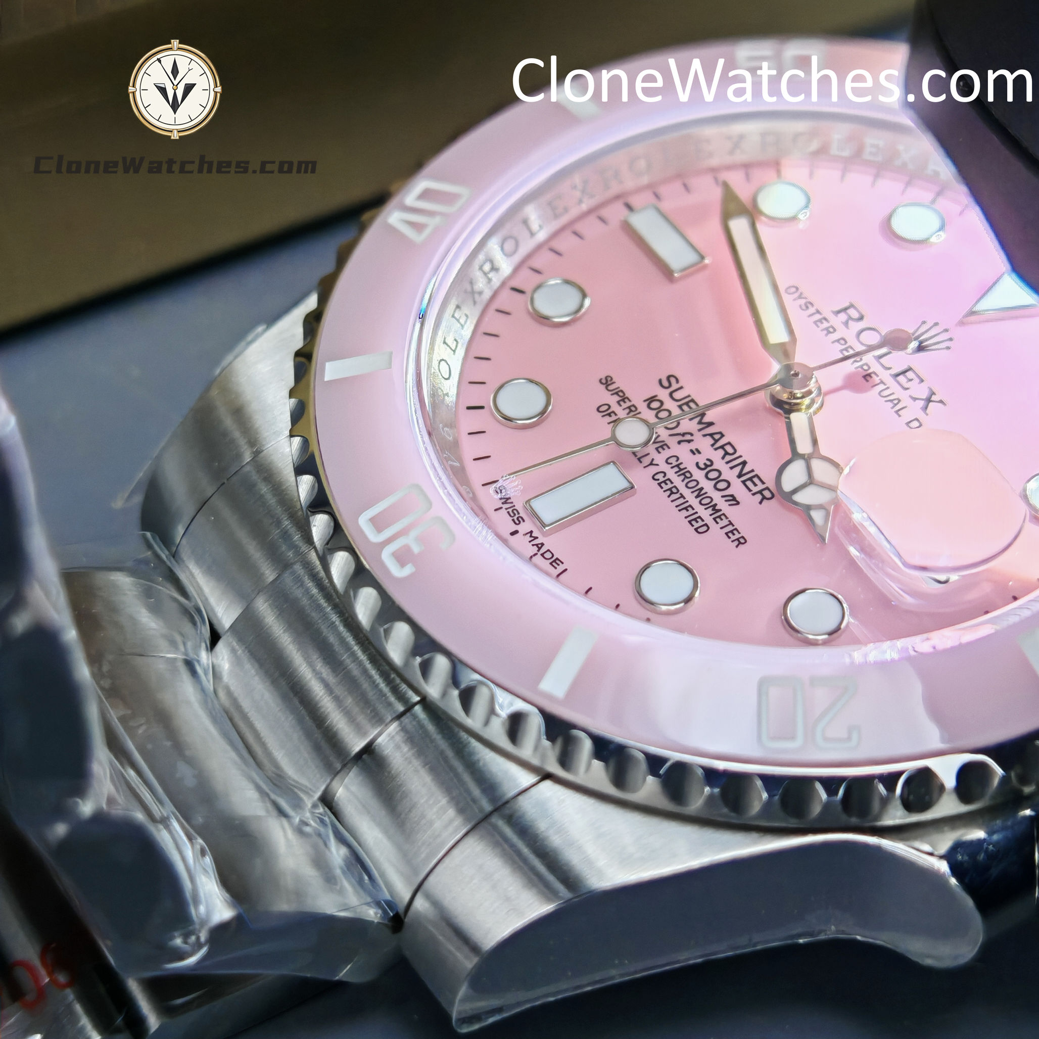 Modified Super Clone Watches 1:1 DiW Rolex Submariner Pink Dial 3235 Movement - Image 8